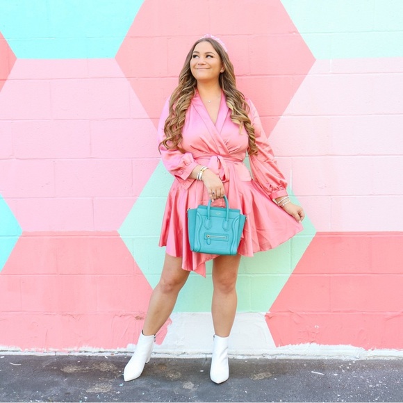 NEW Pink Wrap Front Dress - Picture 3 of 13